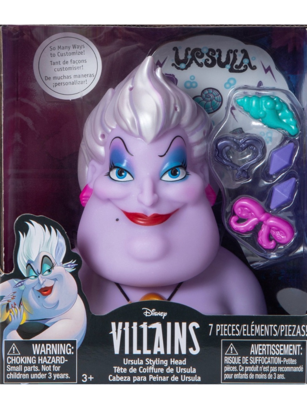 Disney Ursula Styling Head Purple with Pink & Blue Accents